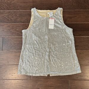 Chaus Sparkling Silver Sequin Tank Top
